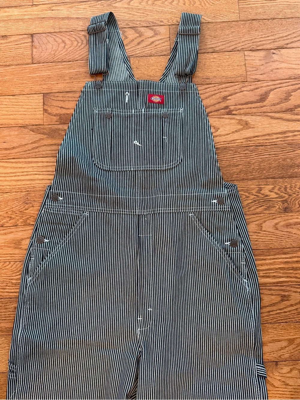 Dickies Overalls Men’s 34x32 Black Striped Conductor Railroad Cotton Farmer Bib